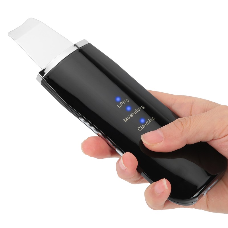 Face Skin Scrubber USB Rechargeable Peeling Machine Ultrasonic Exfoliating SkinCare(Black