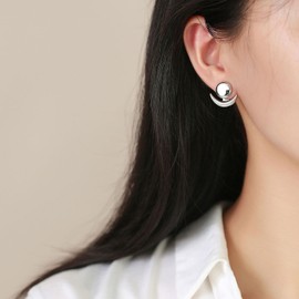 Vintage Moon Ear Jacket Earrings Gold Minimalist Stud Earrings Minimalist Celestial Earrings Jewelry for Women