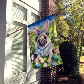 Caroline's Treasures DAC5152CHF Pug Easter Egg Hunt House Flag Large Porch Sleeve Pole Decorative Outside Yard Banner Artwork Wall Hanging, Polyester, House Size, Multicolor