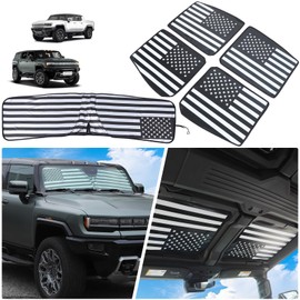 for Hummer EV Accessories 4 Piece Sunshade Roof 1 Piece Front Windshield Sunshade,Compatible with Hummer EV 2024 2025+ Sunshade Windshield and Sunroof,Foldable Car Sun Shade Blocks Sun Rays (E, 1:1)