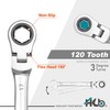 HB 17MM 120-Tooth Non-Slip Flex Head 180° Ratchet Wrench, Made