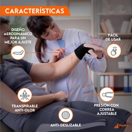Hyperz - Muñequera Ortopedica, Muñequeras Deportivas de Neopreno Tunel Carpiano Muñequeras Gym Muñequera de soporte Ajustable Transpirable Unitalla, Para mano Izquierda o Derecha, wrist support (1)