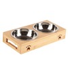 Bamboo Pet Double Bowl Cartoon Prevent Slipping Easy to Clean