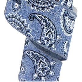 Bandana Canvas Wired Edge Ribbon, 2.5" x 10 Yards (Denim Blue)
