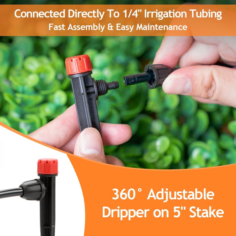 Copadri 50pcs Drip Emitters for 1/4" Irrigation Tubing, Easy Connect