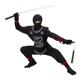 W WIDMANN MILANO Party Fashion - Kinderkostüm Black Ninja, Samurai, Krieger, Kämpfer, Faschingskostüme