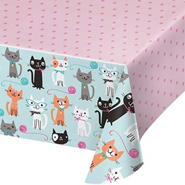 Creative Converting Cat Party Plastic Tablecloths, 3 ct