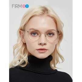 Firmoo Blue Light Blocking Reading Glasses 1.75 for Women, Round Computer Reader Glasses Reduce Eye Strain Anti Glare/UV400,Gold Frame