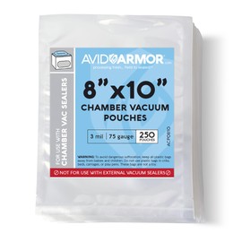Avid Armor Chamber Vacuum Sealer Bags – Heavy Duty, BPA-Free, Pre-Cut Chamber Vacuum Bags for Food Preservation, Freezer Storage, Sous Vide and more, 250/Pack (8x10) – Multi-Use Vacuum Bags