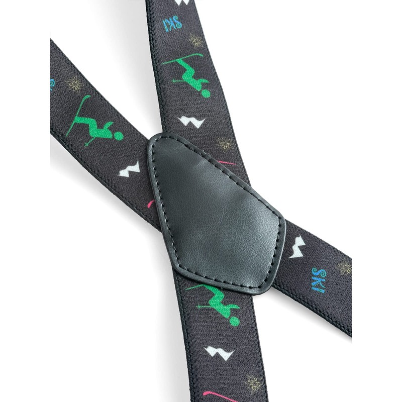 Olata Adjustable Ski Salopette Braces/Suspenders (Black/Multi) - 4cm (Adult). Y-Shape
