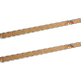 Corksidol Bulletin Bar Strip, Cork Board, Cork Strips, 24" x 1", Classroom, Office, Walls, Cubicle, Aluminum Frame,2 Pack, Silver