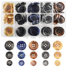 90 abrigos de cuerno de búfalo sintético, 5 colores, 3 tamaños, 15 mm, 20 mm, 25 mm, juego de botones para trajes, chamarra deportivo, uniforme, chaquetas mangas y pantalones (azul real, beige, gris, negro, café)