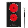 FIREGAS 12 Inch Built-in Electric Cooktop, 2 Burner 3000W, Hardwired