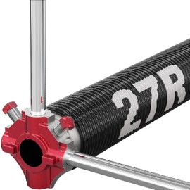 Blesseras 225 x 27 Right Hand Wound Garage Door Torsion Spring with Non-Slip Winding Bars, 0.225 X 2'' X 27'', Right-Wound for Left Side, Red Winding Cone, Single Pack