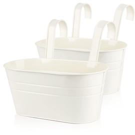 ABSDON 2pcs Hanging Flower Pot Metal with Hook Balcony Flower Pot Hanging for Decoration Balcony Outdoor Indoor Wall Garden Wall