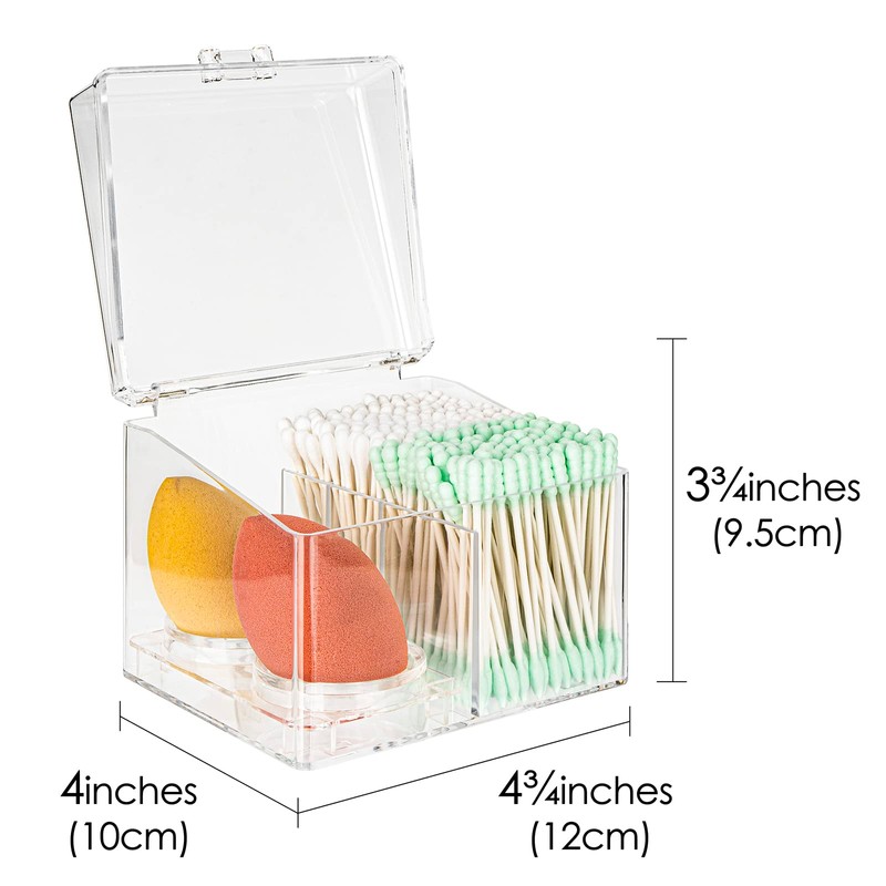 Linkidea Transparent Qtip Holder with Lid and Removable Beauty Egg