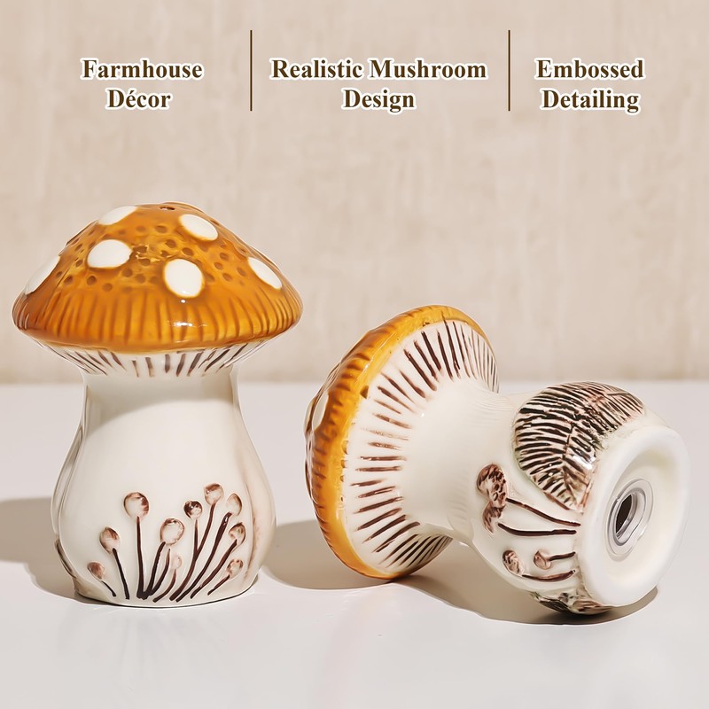 Ceramic Mushroom Salt and Pepper Shakers Set – Whimsical Kitchen