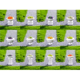 12 Pieces Dollhouse Plants-1:12 Scale Miniature Dollhouse Plants Accessories Mini Artificial Flowers Plants for Doll House Tiny Fake Greenery Bonsai Ornament Crafts (Roman Style)