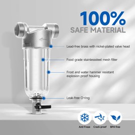 ZuanXin Sediment Filter, 40/200 Micron Spin Down Sediment Filter, Reusable Whole House Sediment Water Filter, Pre-Filtration System for City/Well water, 1" MNPT + 3/4" FNPT + 3/4"MNPT