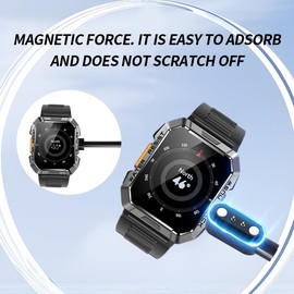 BOVUGAC for IOWODO W60 Smart Watch Charger, Magnetic Replacement USB Charging Cable Compatible with IOWODO W60 Smart Watch Accessories(Black)