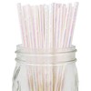 N//C Iridescent White Papers Straws, 7.75'' Cocktail Drinking Straws For