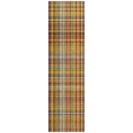 Homeroots 8' Runner Orange Plaid Washable Non Skid Indoor Outdoor Runner Rug