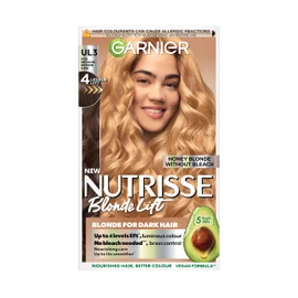 Garnier Permanent Hair Colour, Nutrisse Blonde Lift, Blonde For Dark Hair, With Anti-Brass Conditioner, For Non-Coloured Hair, Cruelty Free, Vegan Formula, Shade UL3 Honey Blonde