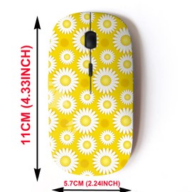 2.4G Wireless Mouse with Cute Pattern Design for All Laptops and Desktops with Nano Receiver - Daisy Yellow