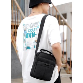 A-QMZL Shoulder Bag Men's Crossbody Bag Large Capacity Messenger Bags Nylon Man Bag Casual Handbag Side Satchel with Multiple Pockets for Working HikingTraveling (black)