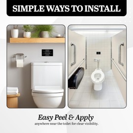 Bilingual Bathroom Sign “Please Do Not Flush Anything Except Toilet Paper” - Durable Acrylic, Easy Mount Restroom Sign with Quick Adhesive - Perfect for Airbnb, Hotels, Septic-Safe Reminder - Black