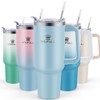 40oz Leakproof Stainless Steel Insulated Travel Tumbler with Handle, Straw