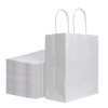 bagmad 100Pcs Pack 8x4.75x10 inch Medium White Kraft Paper Bags