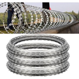 294FT Razor Wire Galvanized Barbed Wire Razor Ribbon Barbed Wire,Razor Wire for Wire Fencing,98 Feet per Roll (Roll Diameter:19" ; 45 coils/Roll) (294 FT, 1)