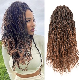 Goddess Locs Crochet Hair 12 Inch 8 Packs Faux Locs Crochet Hair For Black Women Crochet Hair Pre Looped Crochet Faux Locs With Curly Ends River Locs Crochet Hair (12 Inch, 1B/30)