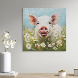 Madison Park Farm Animal Wall Art Cute Animal Decor for Kid's Bedroom, Home Office, Bathroom Farmhouse Decor, Warm Gifts for Baby Shower, Birthday, Ready to Hang Animal Canvas - Pig Sunshine Animals