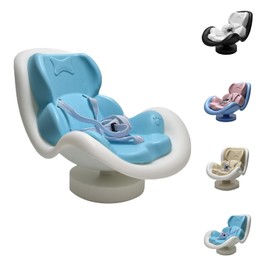 [Dual Installation] Mini Doll Baby Seat Car Air Vent Clip + Center Console Base Suitable for 15-17cm Dolls Adorable Shape Car Interior Decorations (Blue and White)
