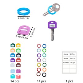 LIANRISES Pack of 28 key caps, square, round, colourful, key marker, key marker, key identification, key protection, key identification, elasticity