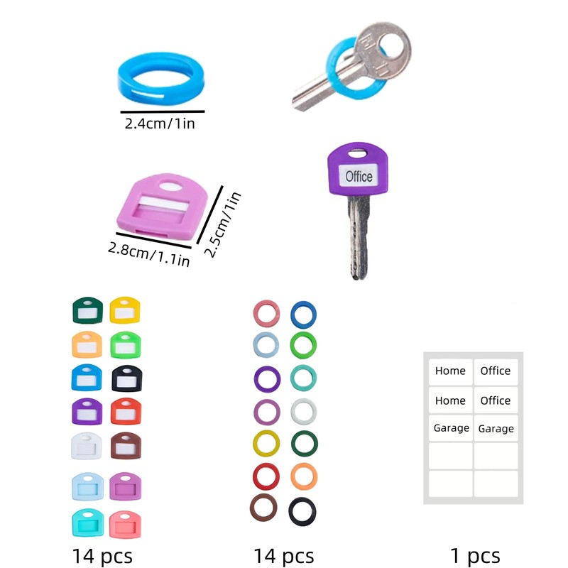 LIANRISES Pack of 28 key caps, square, round, colourful, key