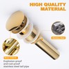 Beelee Pop Up Drain Stopper with Overflow, Gold Sink Drains