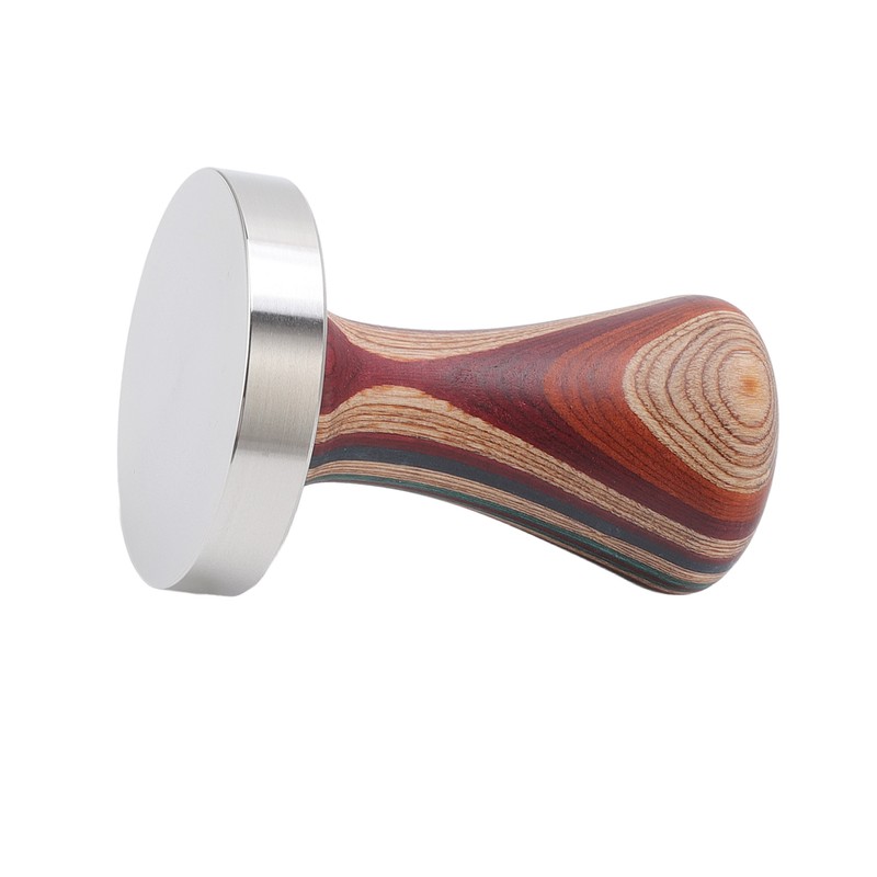 Colorful Wood Coffee Flat Tamper Stainless Steel Base Powder Hammer