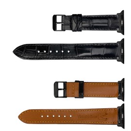 vinacreations Black Croc Exotic Leather Band Compatible for iWatch Bands 42mm 44mm 45mm 46mm 49mm Iwatch Men Replacement Strap Smartwatch Series 10 9 8 7 6 5 4 3 2 1 SE Handmade AW-01-DE-LL