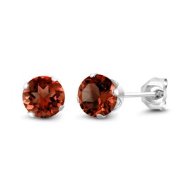 Gem Stone King Set Of 3  6MM Topaz Peridot and Garnet 925 Sterling Silver Stud Earrings for