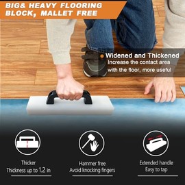 Heavy Duty Flooring Tapping Block - Suitable for Laminate, Vinyl, Hardwood & Engineered Wood - Handle Included, Hammer Free