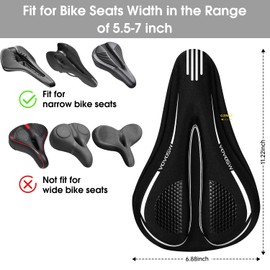 MSDADA Bike Seat Cushion Gel Padded Bike Seat Cover for Men & Women Comfort - Soft Bicycle Seat Cushion for Indoor & Outdoor, Exercise/Spin/Stationary/Mountain/Road Bikes - White