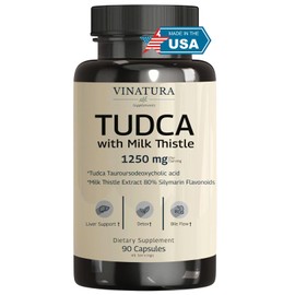 VINATURA TUDCA Milk Thistle 1250mg - Tudca 1000mg, Tudca Bile Salts, Liver Support, Gallbladder Supplements *USA Made and Tested*, Tudca Supplement, Bile Salts Supplement - 90 Capsules 45 Servings