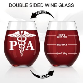Perfectinsoy PA Physician Assistant Wine Glass, Funny Stemless Wine Glass Gifts for PA Nurse Doctor, Physician Assistant Gifts for Women Men, Birthday Gifts for Medical, Nurses Week Gifts for PA