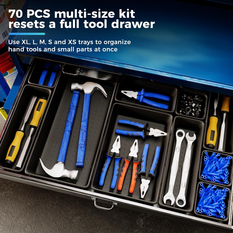 ALIKZO 70 PCS Tool Box Organizer Tray & Desk Drawer