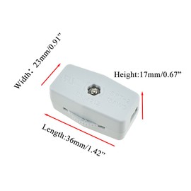 Hahiyo 3A 125V Inline Rotary Cord Switch Adjustable Rotary Double Pole Control Switches Compact Wiring Design Easy Install 2 PCS for Kitchen Lights Bedroom Table Lamp Light Gauge Wire