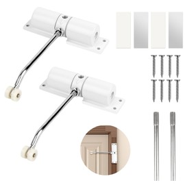 Pack of 2 Automatic Door Closer Interior Door, Adjustable Door Closer No Drilling, Spring Loaded Door Closer with Mounting Plate and Screws, Door Closer for Room Door, Garden Gate, Glass Door, Front