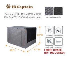 HiCaptain Double Door Dog Crate Cover(Fits 22 24 30 36 42 48 inches Wire Crate)